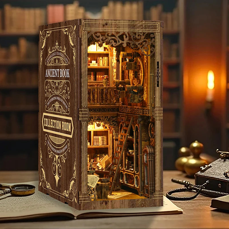 DIY Book Nook – Maison De Poupées Miniature Avec LED, Puzzle 3D En Bois – Kit Magic Book Nook à Construire Pour Adultes – Eternal
