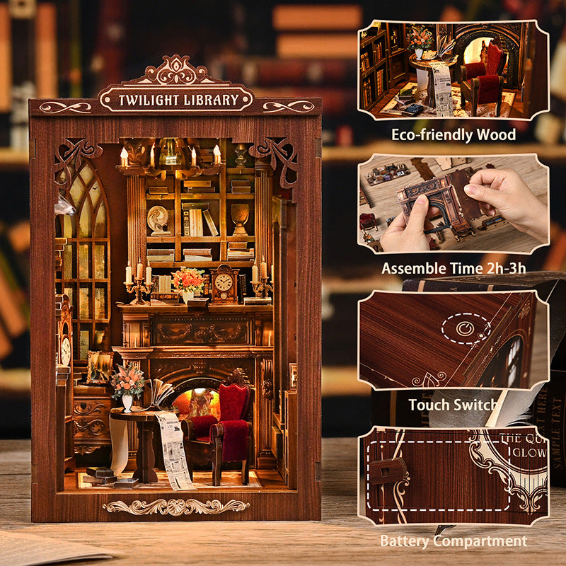 Time Bookstore miniature bookshelf model - miniature bookshop with LED lights and music, photo 2