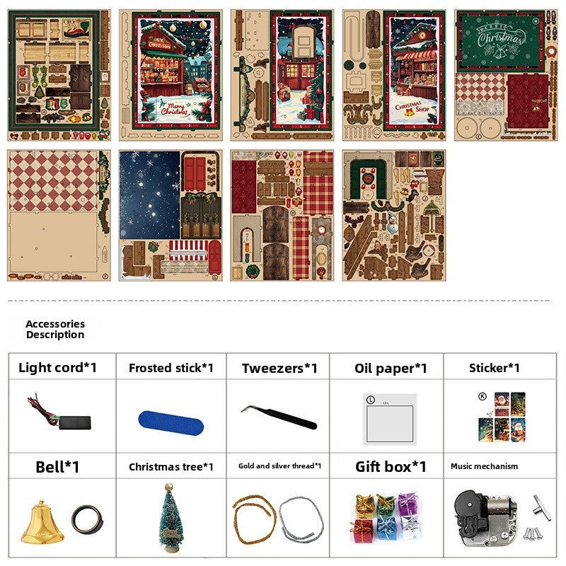 Christmas cabin bookend kit - festive cabin bookend for your bookshelf, photo 3