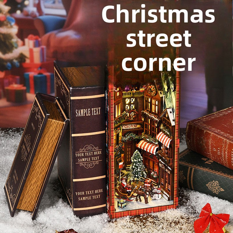 Christmas Street Corner book nook kit - festive street corner bookend