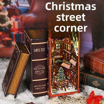 Christmas Street Corner book nook kit - festive street corner bookend