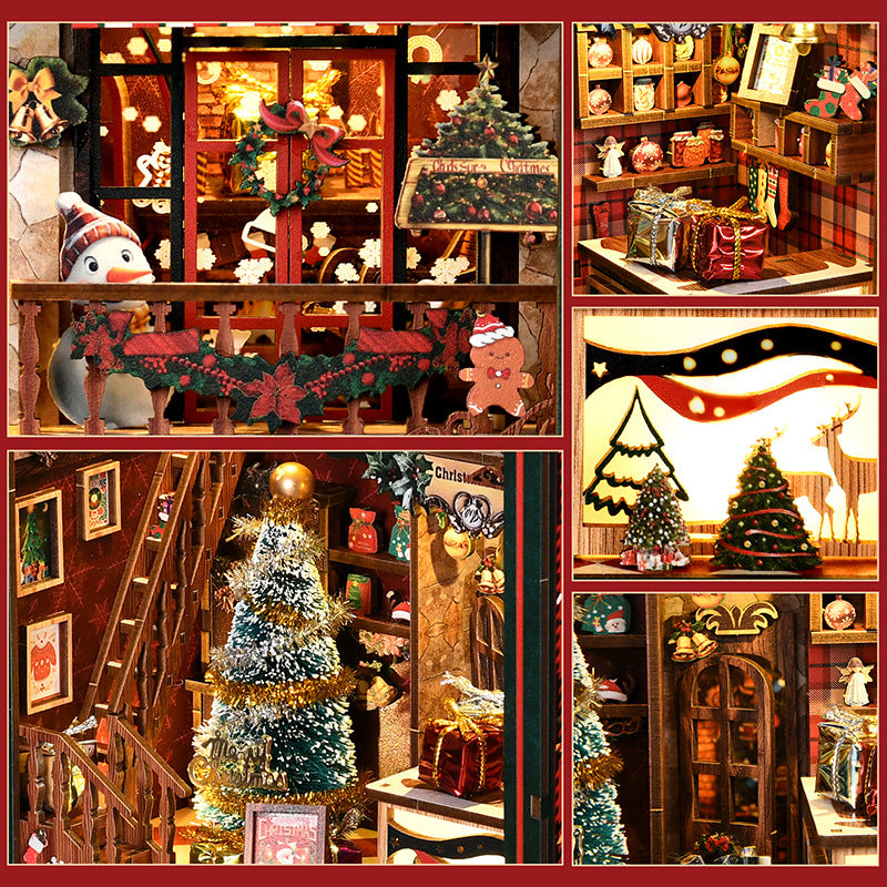 Christmas cabin bookend kit - festive cabin bookend for your bookshelf, photo 2