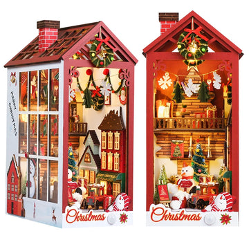 DIY Book Nook Kit Miniature Dollhouse Kit For Adult and Teens Christmas Gift Booknook Bookend Alley Model Build with Dust Cover