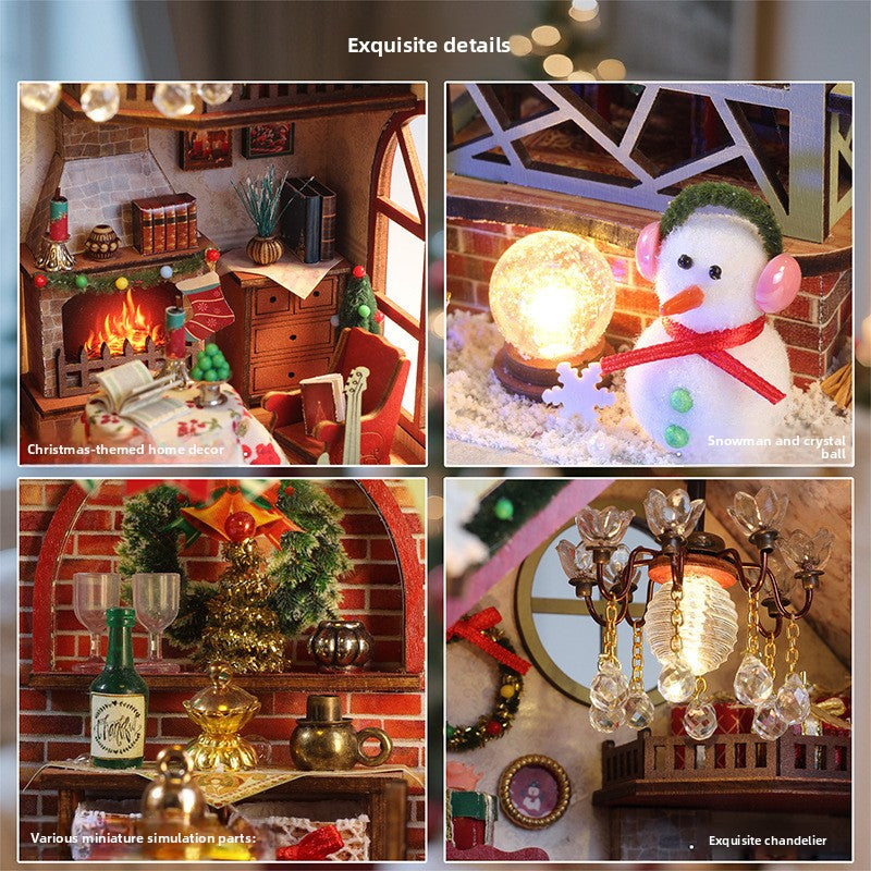 Festive Night Cabin Christmas book nook - Christmas miniature house with music, photo 2