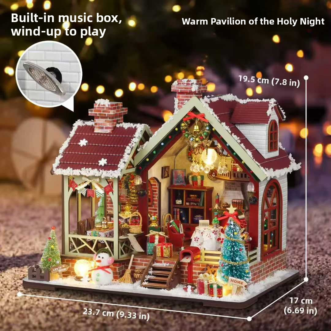 Festive Night Cabin Christmas book nook without dust cover
