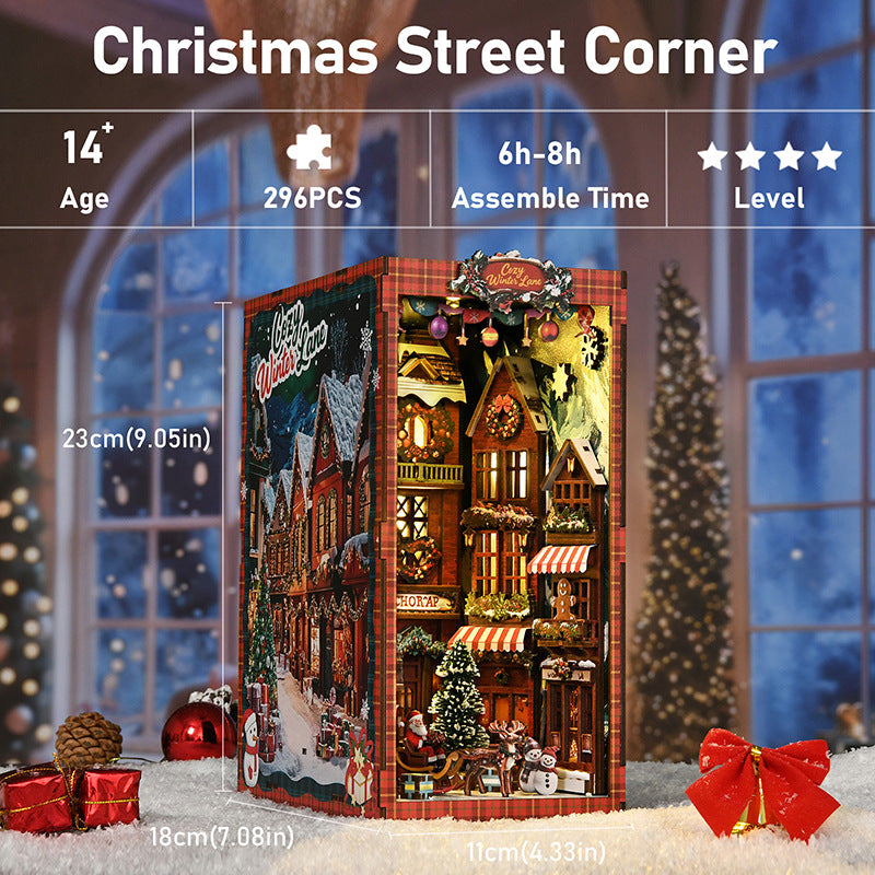 Christmas Street Corner book nook kit - festive street corner bookend, photo 2