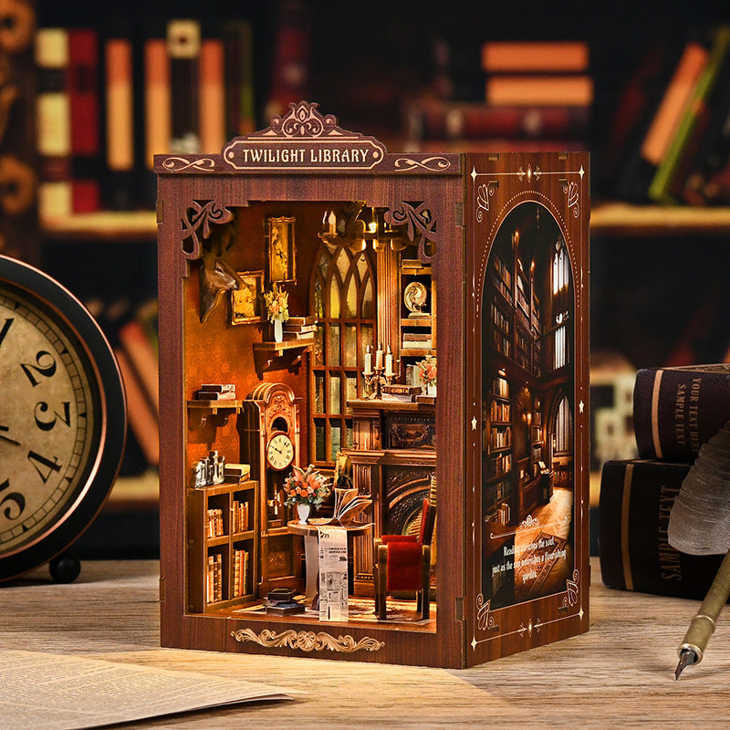 Time Bookstore miniature bookshelf model - miniature bookshop with LED lights and music