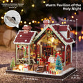 Festive Night Cabin Christmas book nook - Christmas miniature house with music