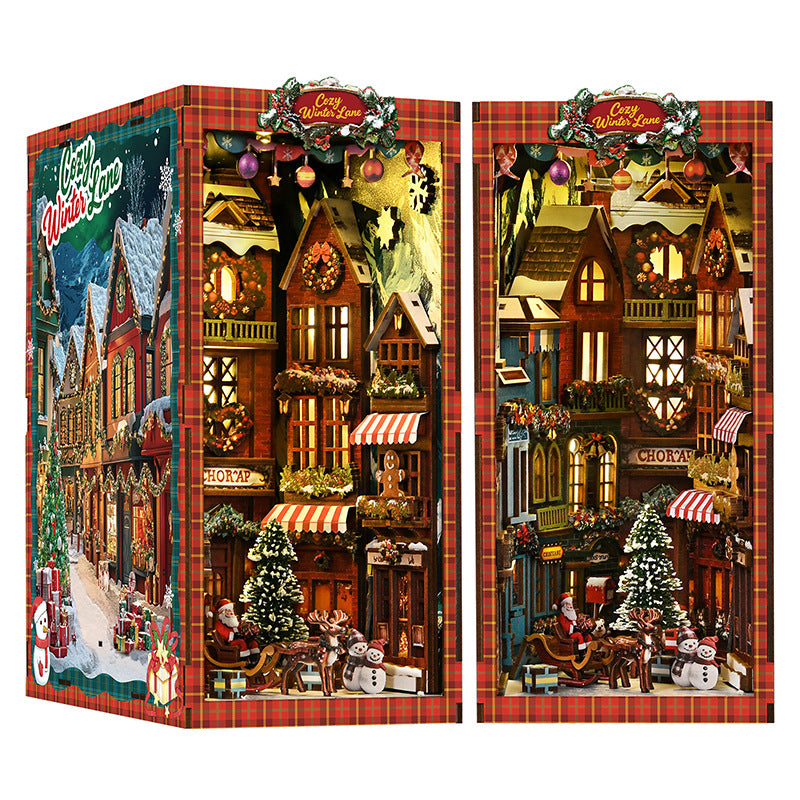 Christmas Street Corner book nook kit - festive street corner bookend, photo 5